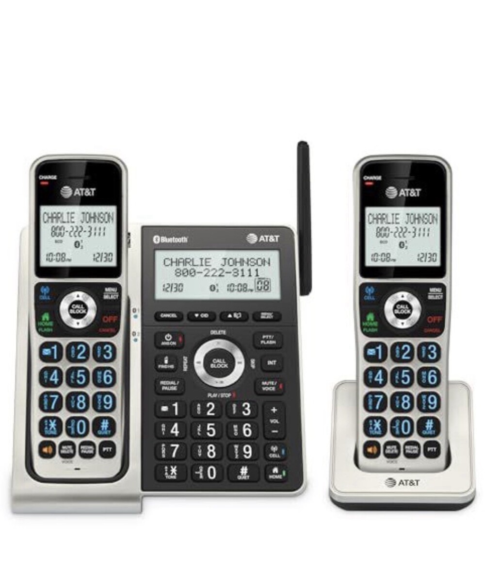 AT&T BL3107-2 2-Handset DECT 6.0 Cordless Home Phone with Bluetooth,...
